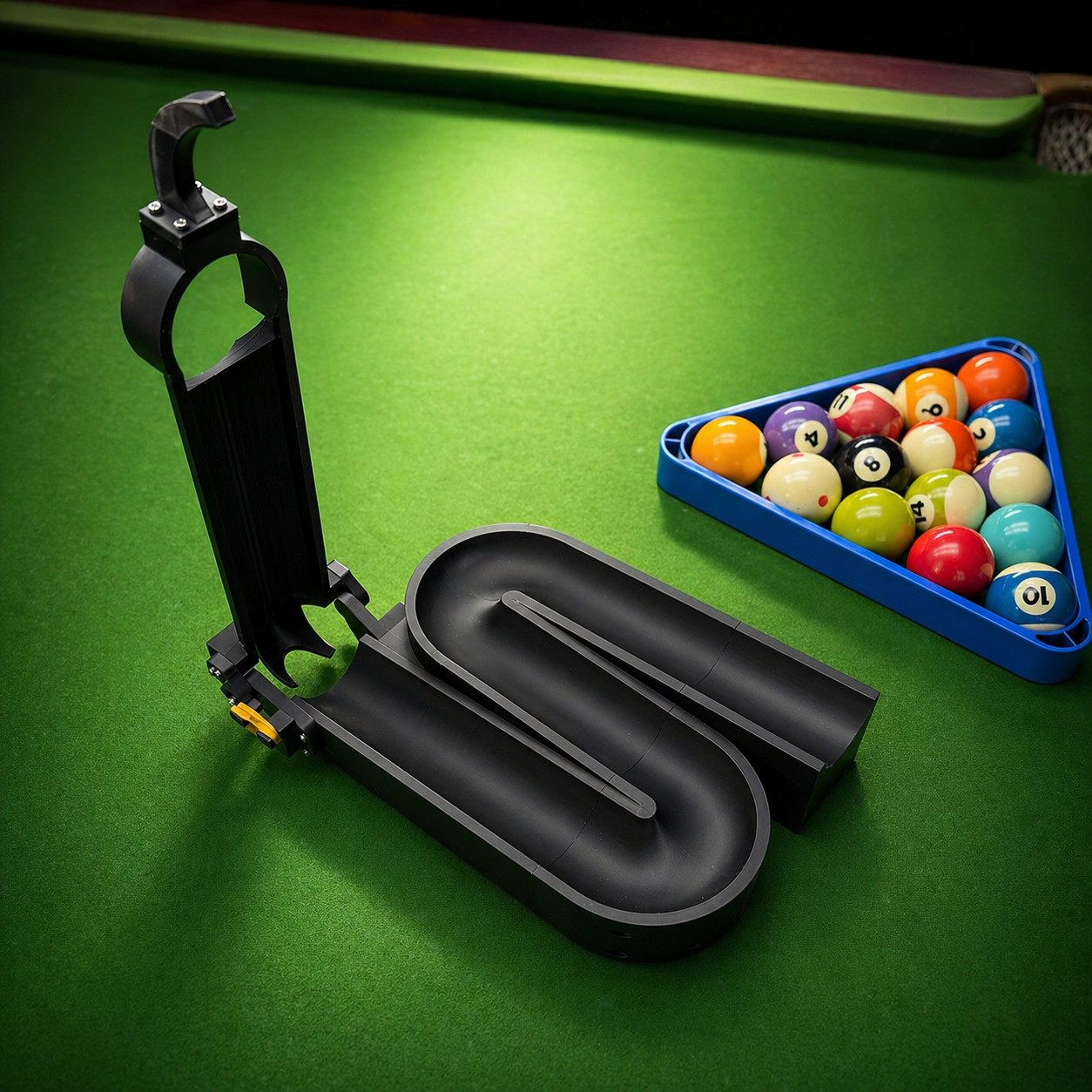 pool ball positioning trainer on billiard table for practice setup and training drills