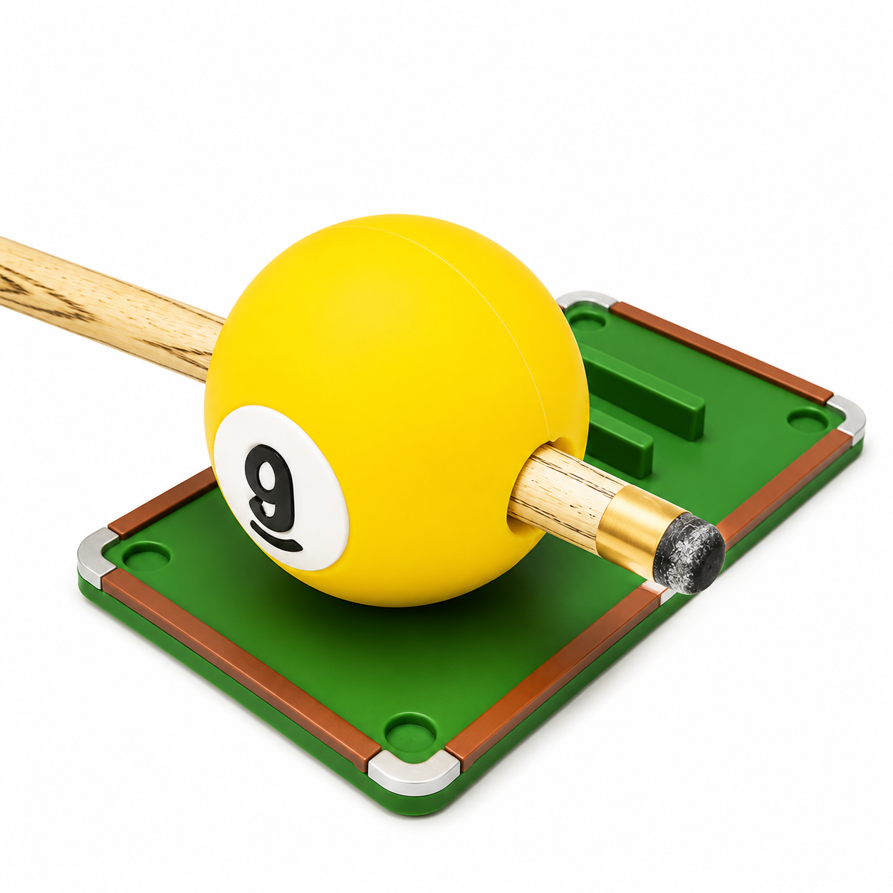 Pool Player Practicing a Straight Cue Stroke with Stroke Training Aid